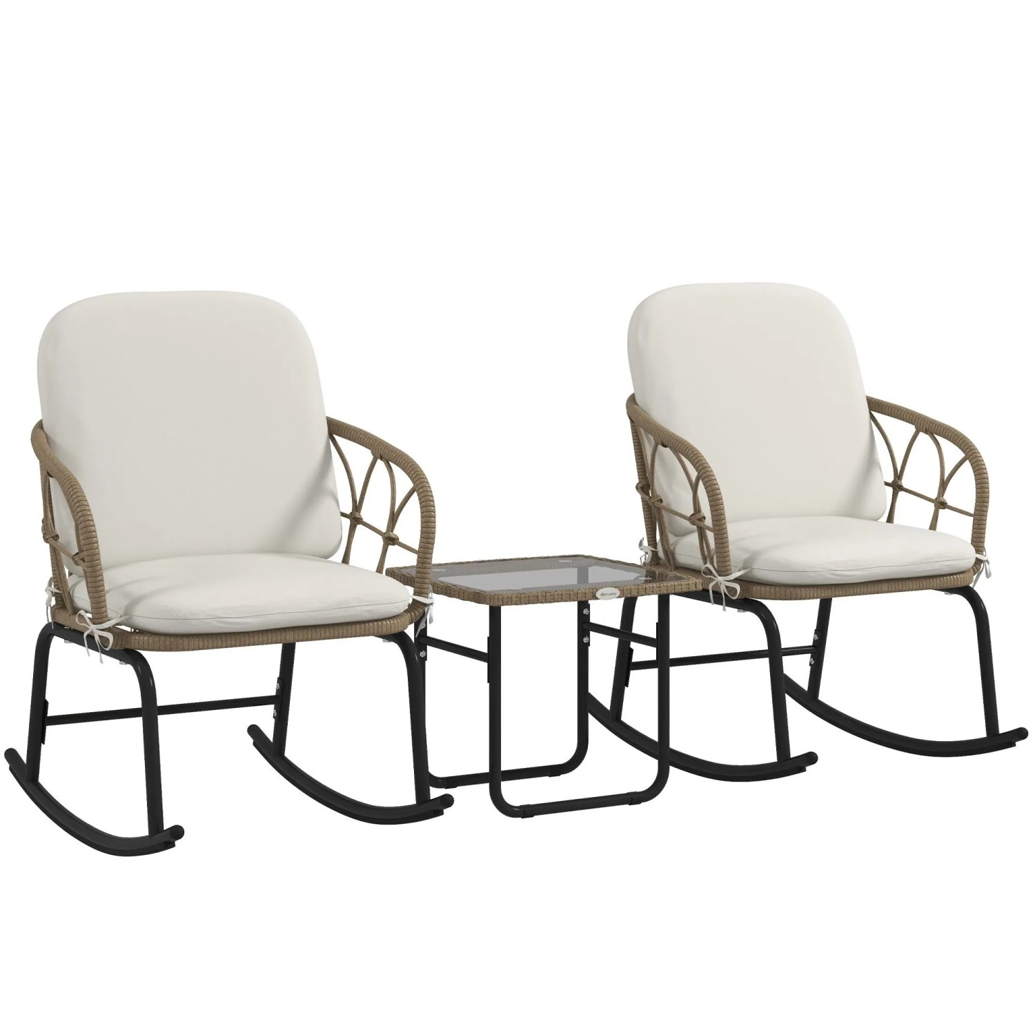 Outsunny 3tlg. Rattan Schaukelstuhl-Set