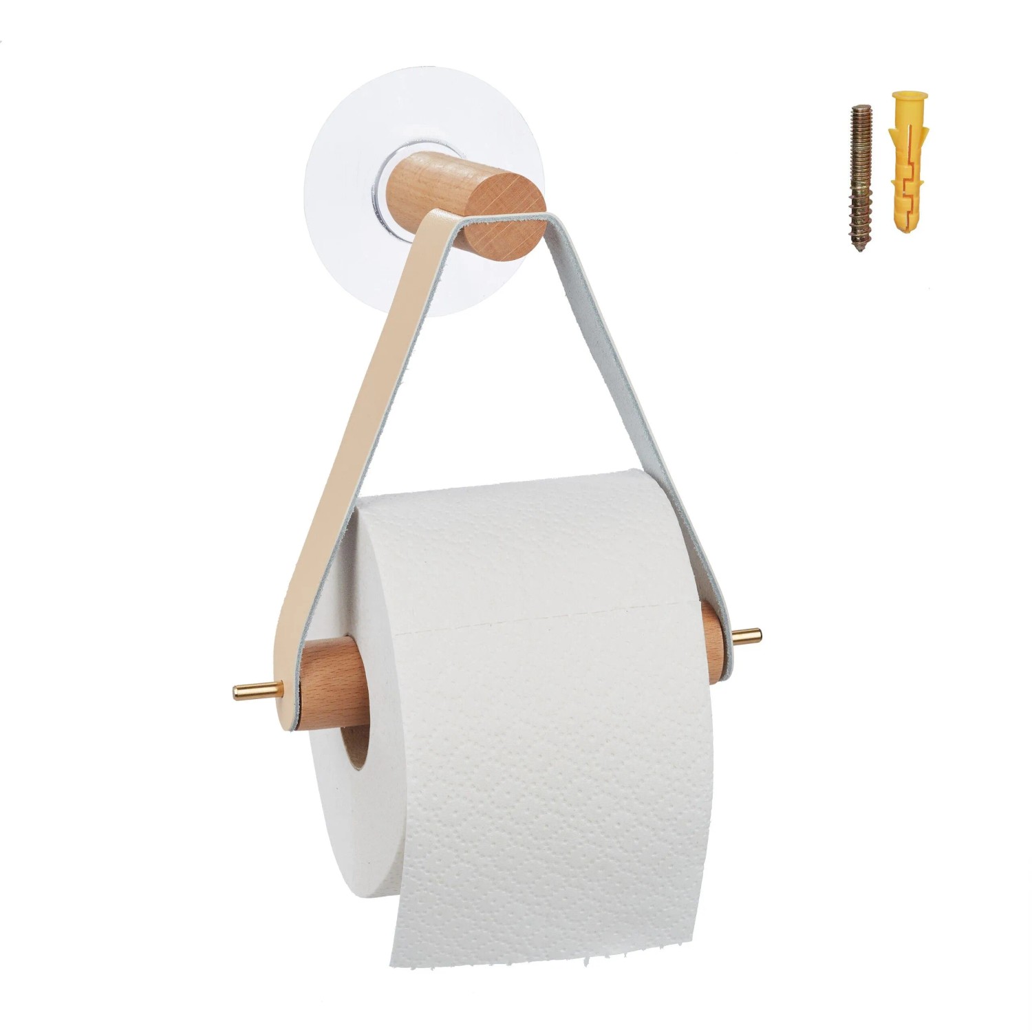 Relaxdays Toilettenpapierhalter Buchenholz Natur Wandmontage 18 cm x 18 cm x 8 cm