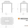 Technische Zeichnung: Sojag Grillpavillon Messina BBQ, Aluminium, 179x292x262 cm, Anthrazit, mit Maßangaben.