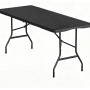 Schwarzer WOLTU Klapptisch, rechteckig, HDPE-Platte in Holzoptik, klappbar, für Garten & Outdoor.