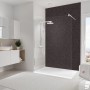 Schulte Duschrückwand Terazzo-Anthrazit 150x255cm im modernen Badezimmer.