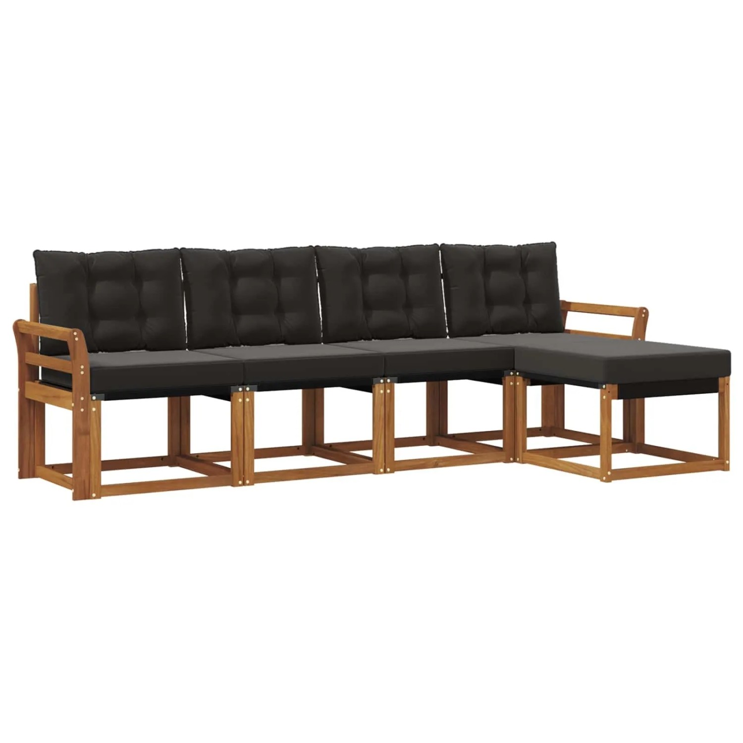 vidaXL Outdoor-Sofagarnitur mit Kissen 5-Tlg Natur und Schwarz 3368571