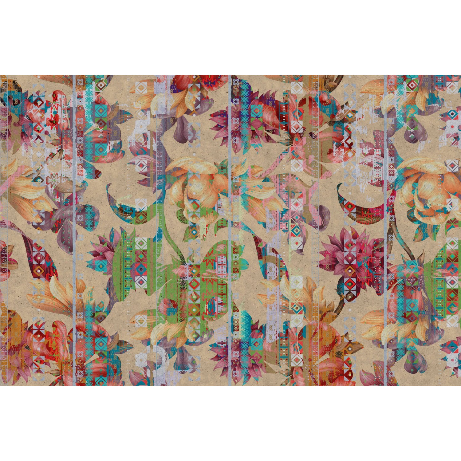 Fototapete Blumen Pflanzen Abstrakt Beige Orange 4,00 m x 2,70 m FSC® günstig online kaufen