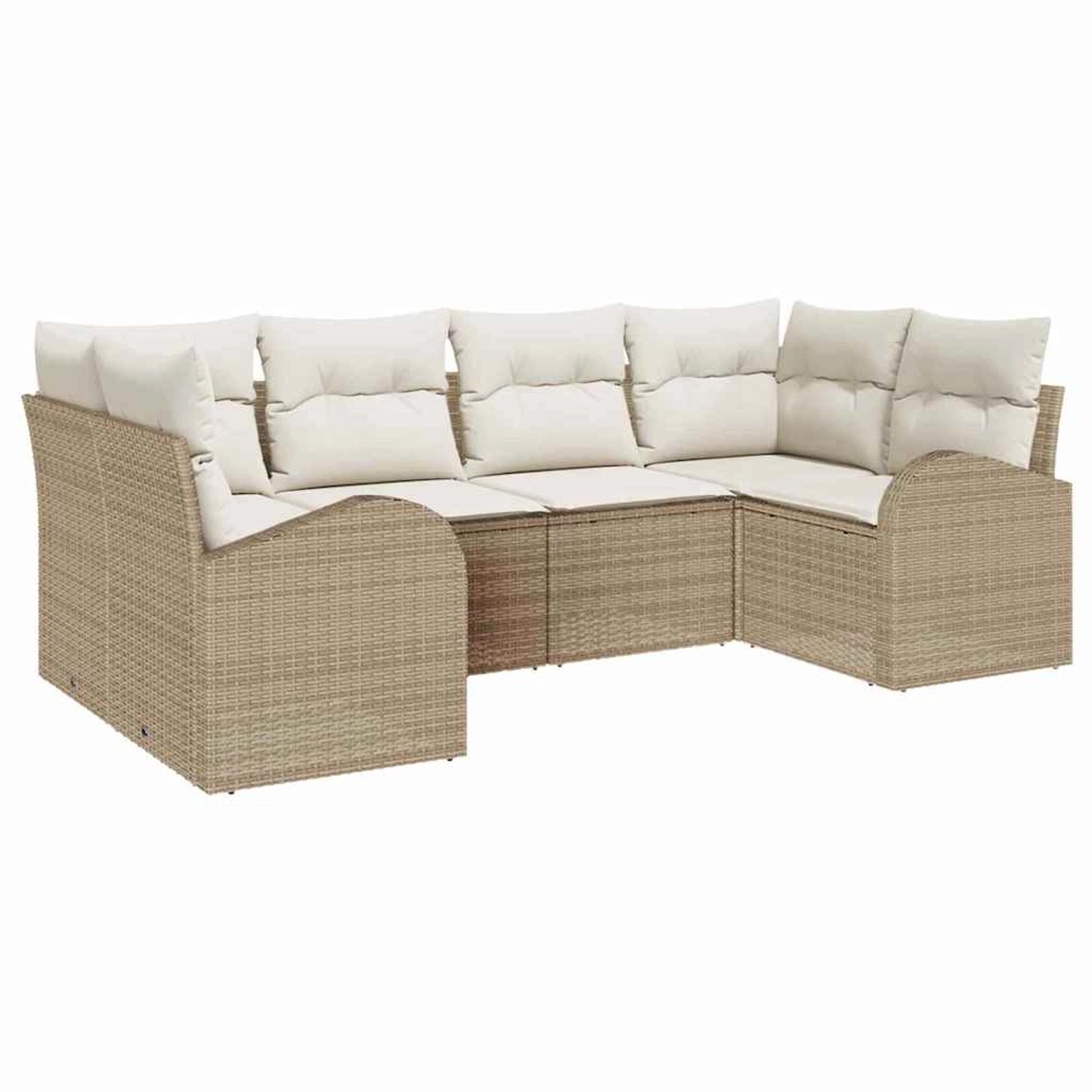 vidaXL Garten-Sofa-Set 6-Tlg Beige Poly Rattan 3346181 günstig online kaufen