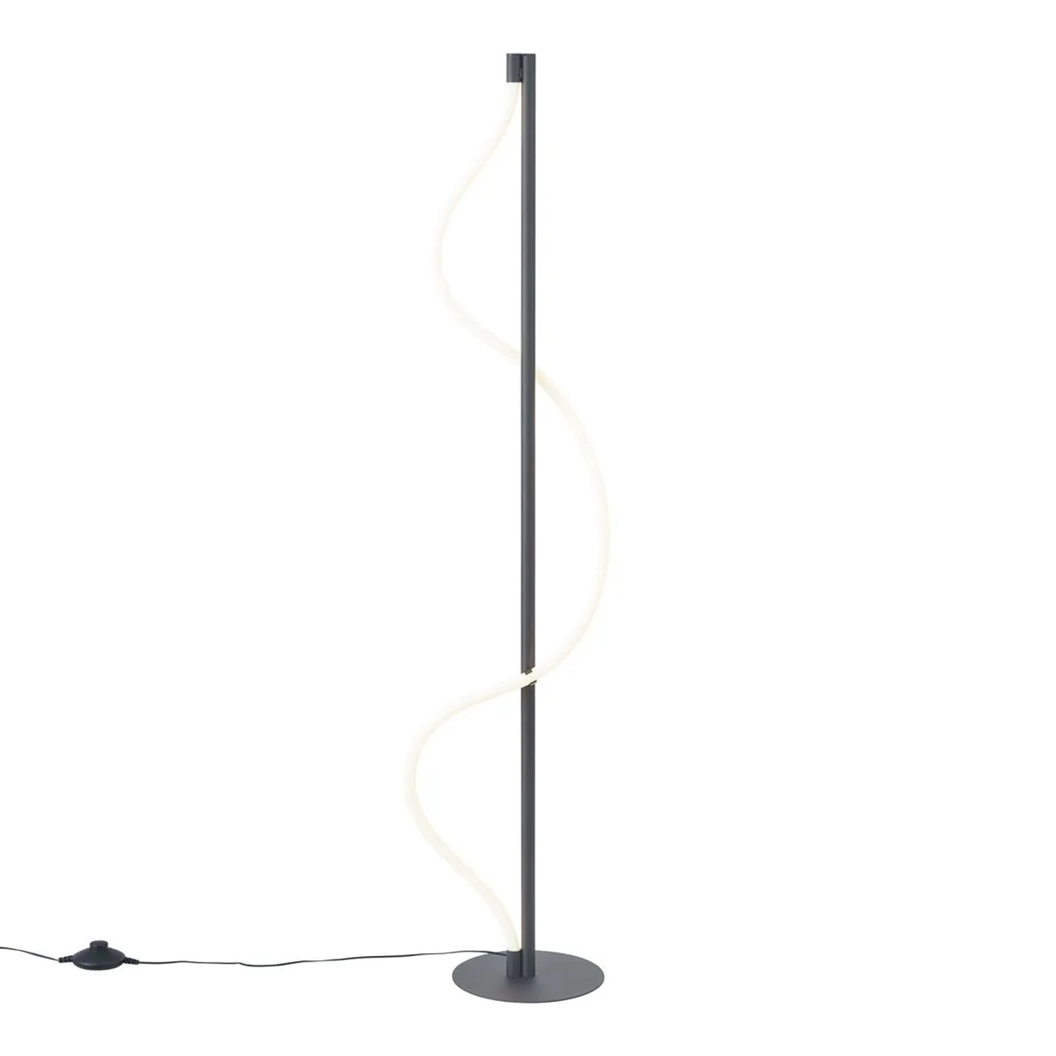 QAZQA Moderne Stehleuchte Schwarz inkl  LED 3 Stufen Dimmbar Twirl