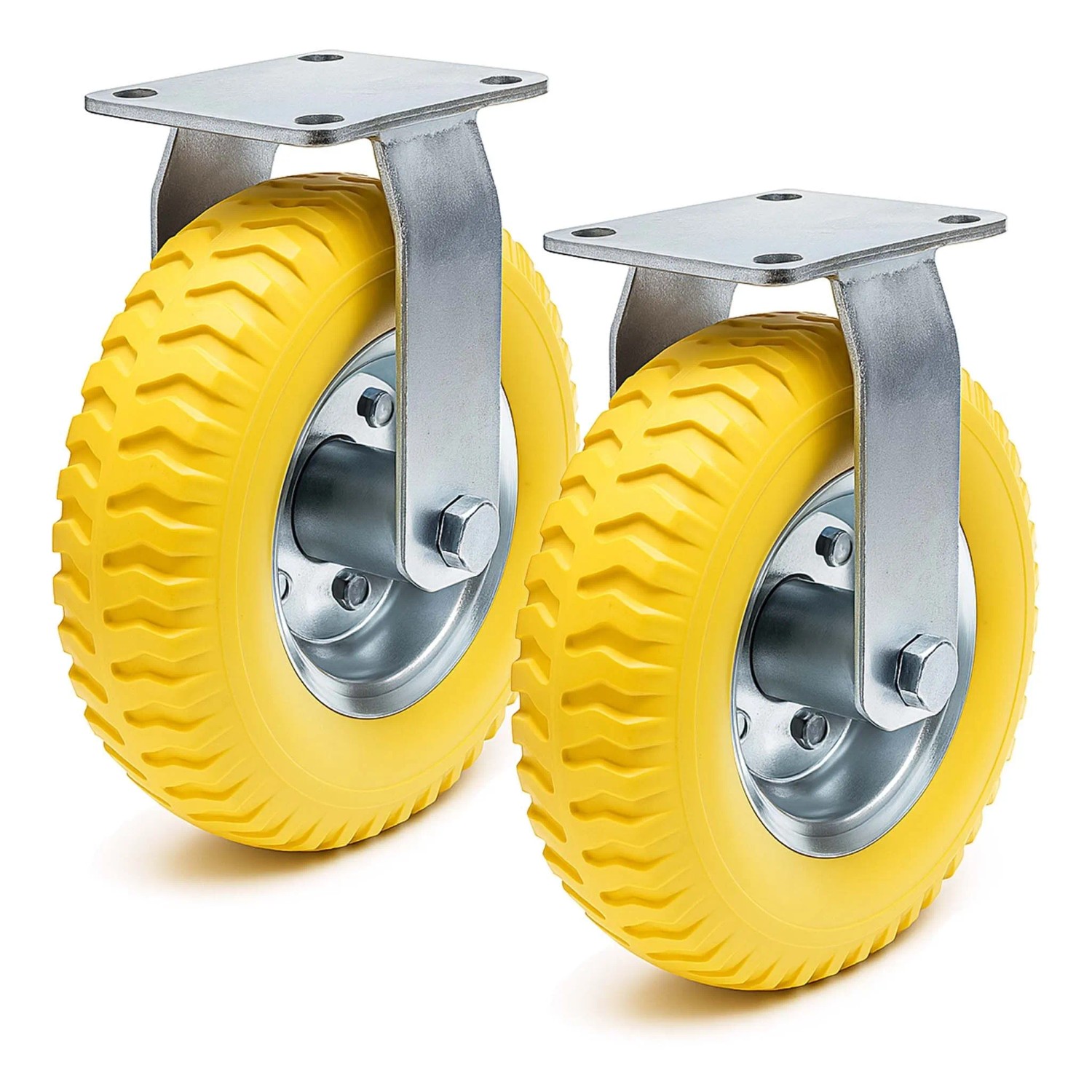 Wiltec Bockrollen Set 2X 225X58Mm Transportrolle Pannensicher Gelb Vollmaterial
