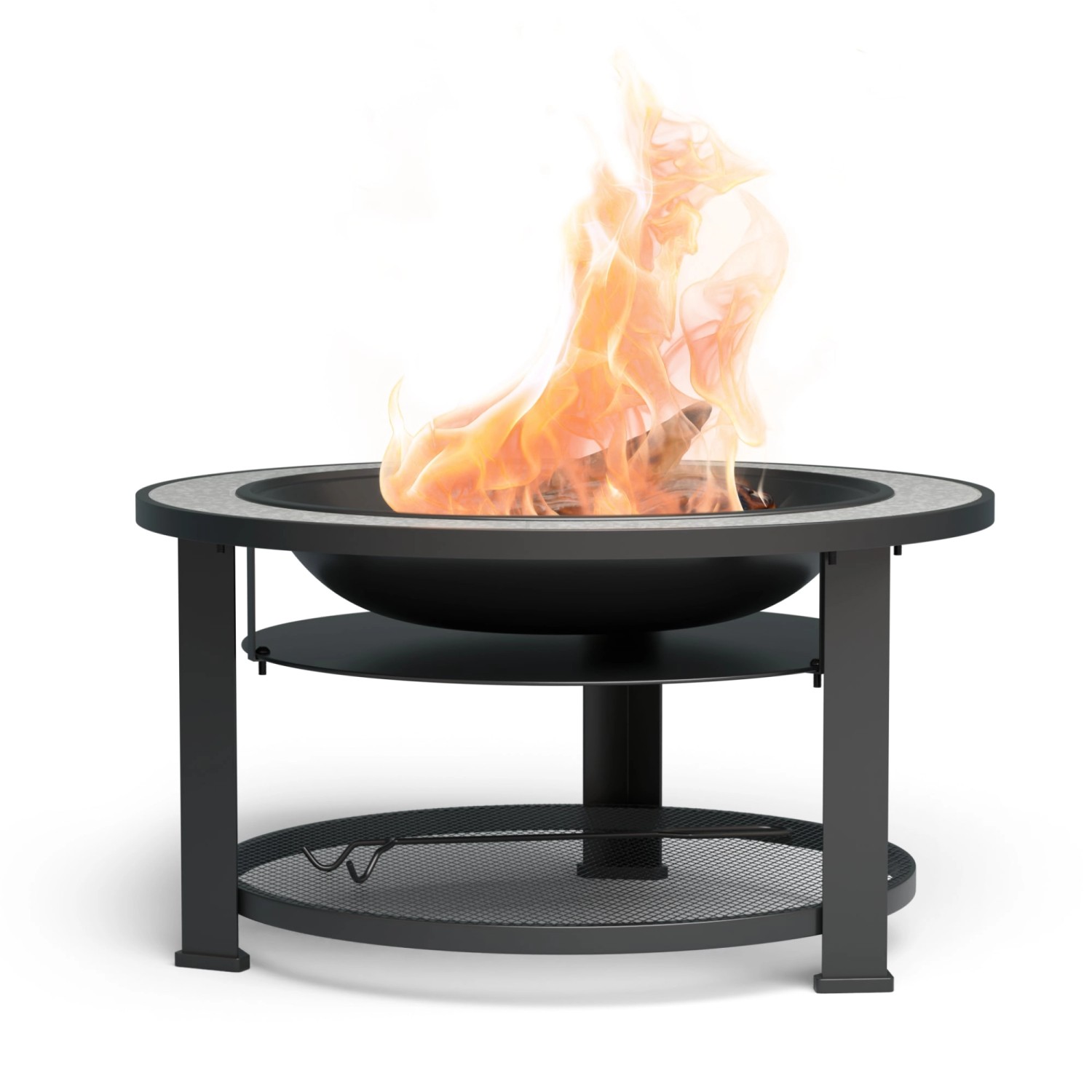 Blumfeldt Merano Circolo 3-in-1-Feuerschale mit Grillfunktion als Tisch Nut günstig online kaufen