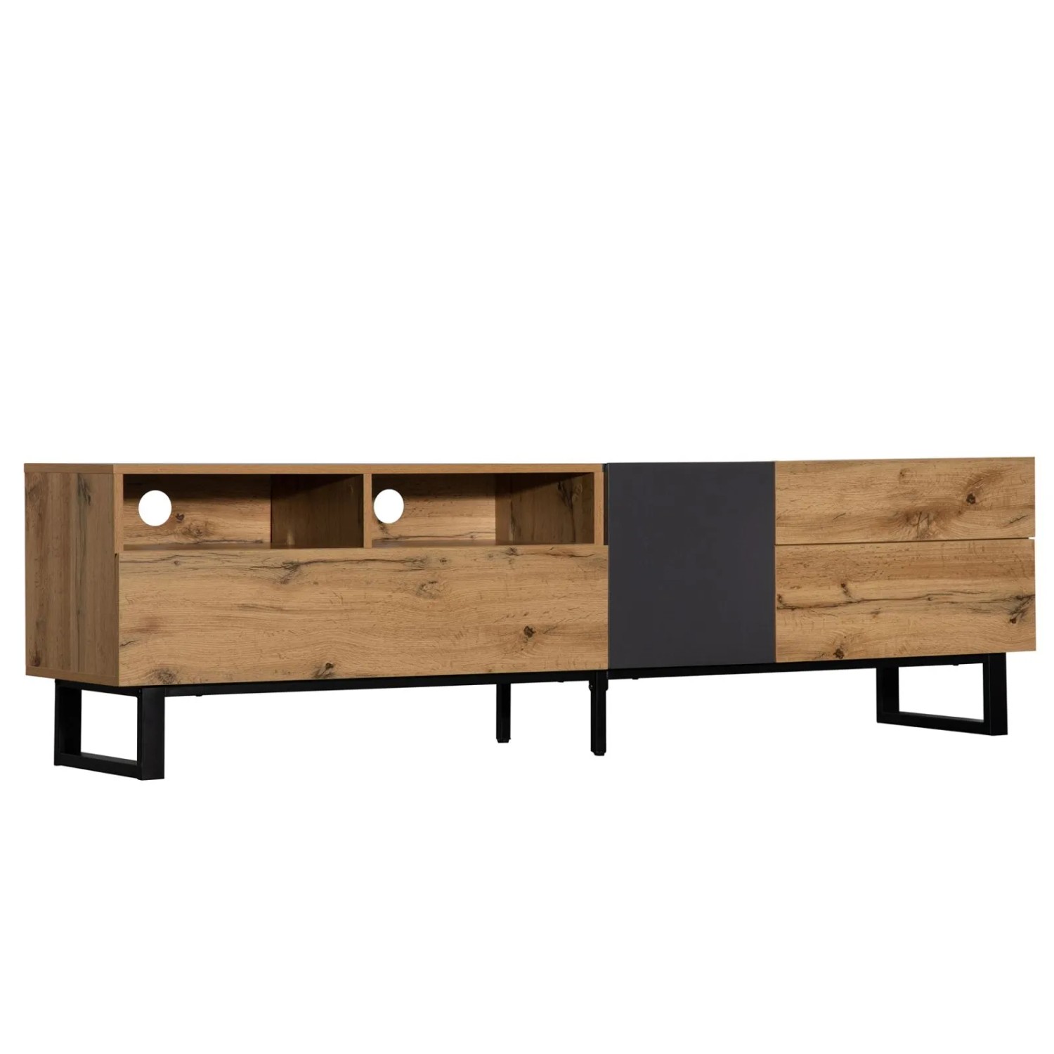 PXloue Lowboard TV-Schrank  mit Stauraum Schubladen Holzmaserung 180cm