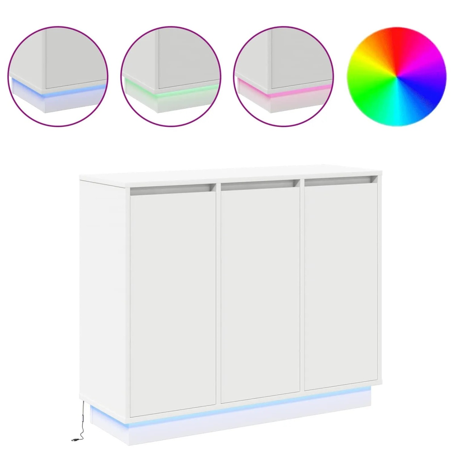 vidaXL LED-Sideboard Weiß 90 x 32 x 75 cm Holzwerkstoff 869674
