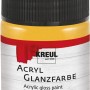 Kreul Acrylfarbe Glänzend Gold, 50 ml, im Kunststoffflakon mit schwarzem Deckel.
