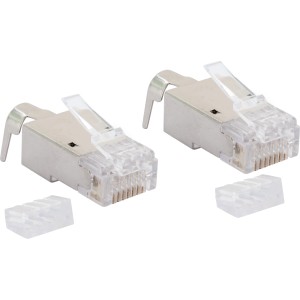 Schwaiger Netzwerkstecker-Set CAT 6A/7, weiß, für schnelle Montage von Netzwerkkabeln.