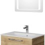 Pelipal Badmöbel-Set Trentino Eiche: Waschbeckenunterschrank, Waschbecken und Spiegelschrank mit LED.