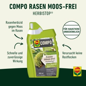Compo Bio Rasen Moosfrei Herbistop 500ml: Rasenherbizid gegen Moos und Algen im Garten.