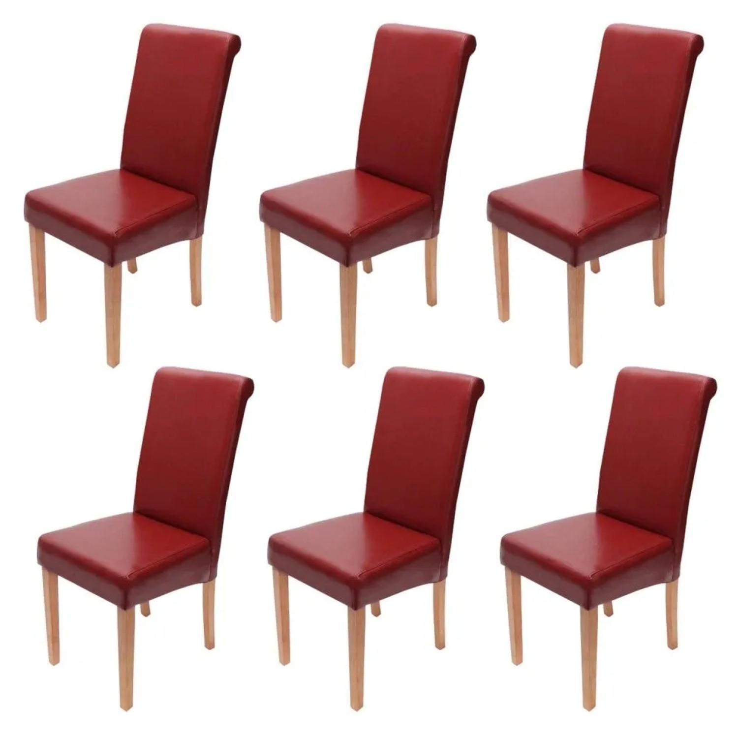 MCW Esszimmerstuhl Lecce II 6er-Set Rot Helle Beine