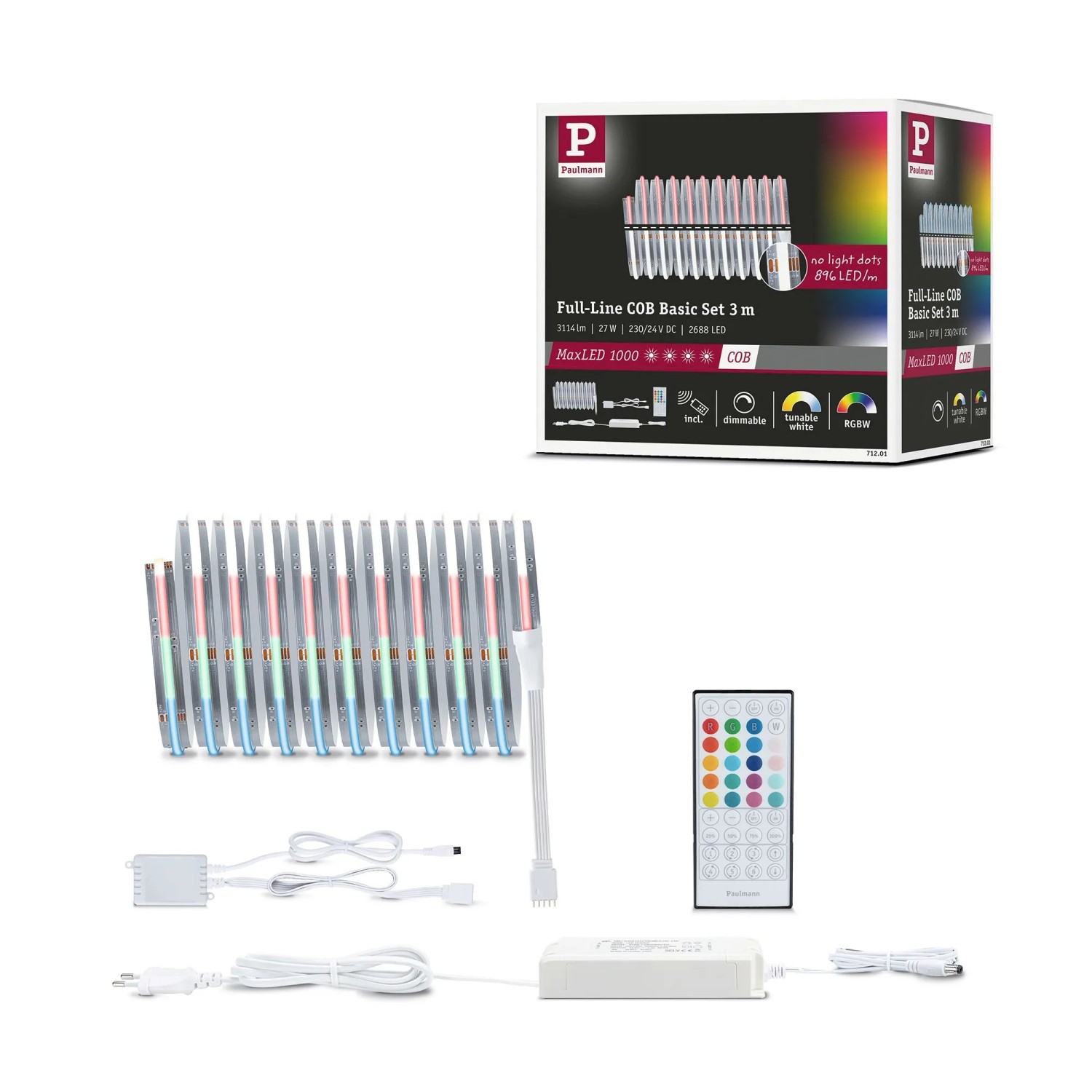 Paulmann LED-Strip MaxLED 1000 Basisset 3 m RGBW Silber