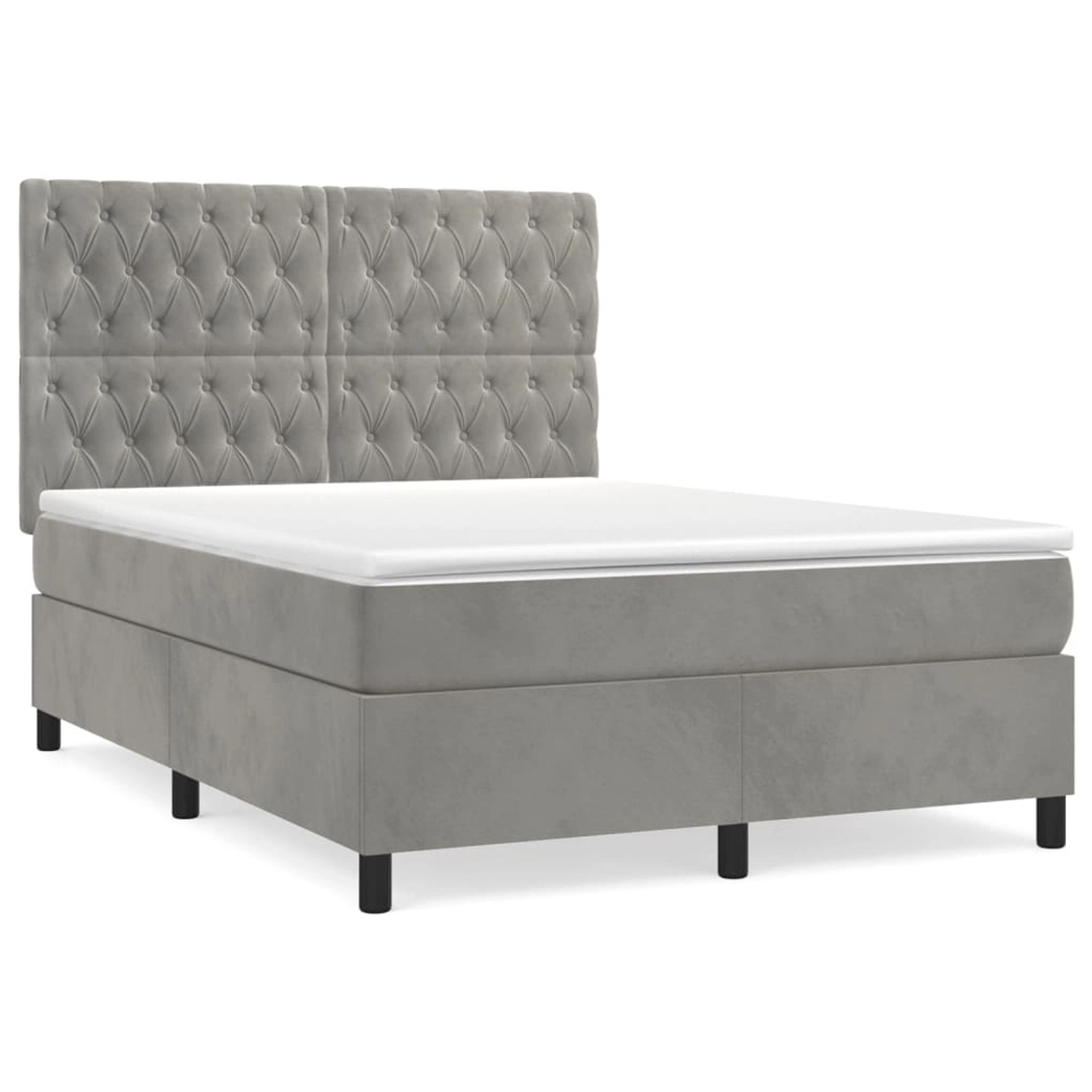 vidaXL Boxspringbett mit Matratze Hellgrau 140x190 cm Samt 3143199 günstig online kaufen