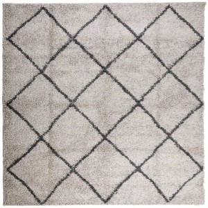 vidaXL Teppich Shaggy Hochflor Modern Beige und Anthrazit 160x160 cm 375390