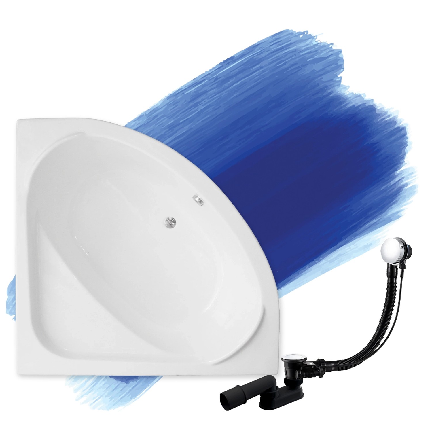 Bad Land Badewanne Eckwanne STANDARD 140x140 Ablauf Füße_2