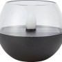 Schwarze Solar-LED-Leuchte im Windlicht-Design, transparentes Oberteil, ca. 8,5 cm hoch.