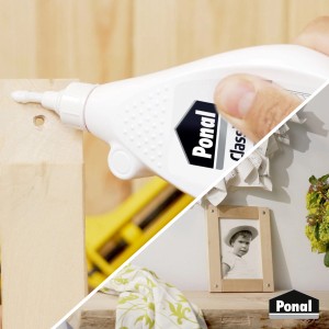 Ponal Holzleim Classic, 550g Flasche beim Verleimen von Holz.