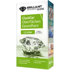 Brilliant Shine Epoxidharz 1,5l für klare Oberflächen & River-Table Projekte. Spezialspachtel für Innen & Außen.