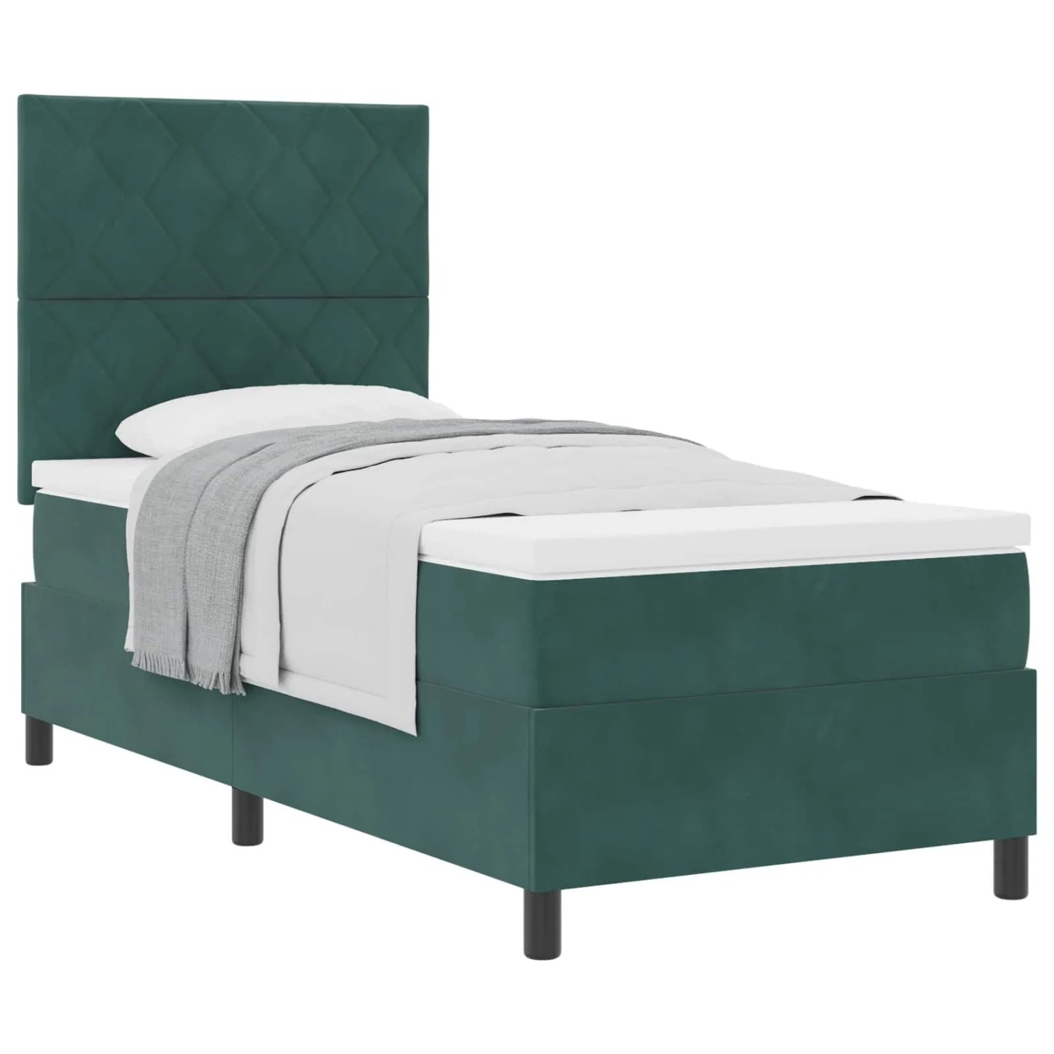 vidaXL Boxspringbett mit Matratze Dunkelgrün 90 x 200 cm Stoff 3339875