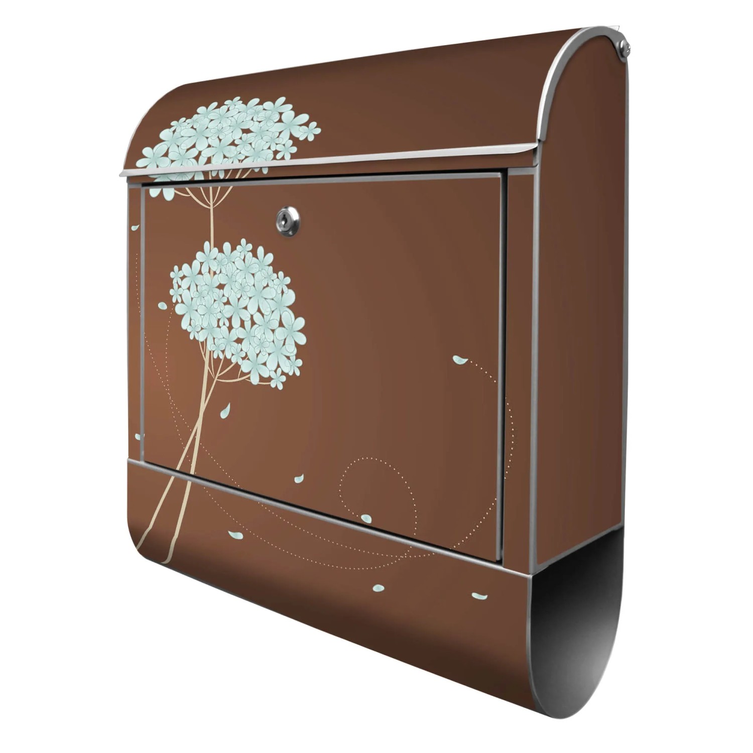 Banjado Design Briefkasten Silber Pulverbeschichtet 39x47x14cm 2 Schlüssel Mit Zeitungsfach Motiv Wt Blaue Hortensie Ban...