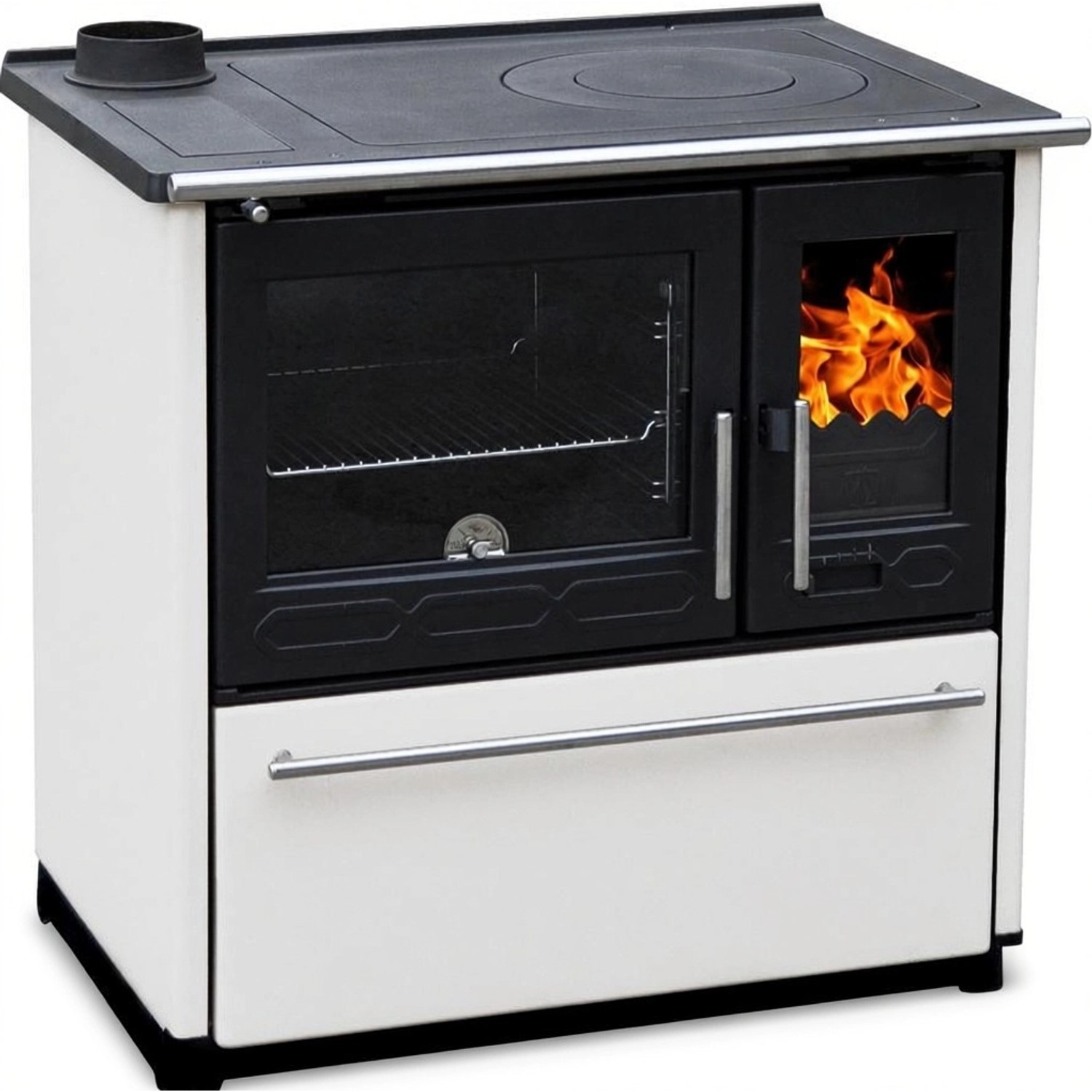 Plamen Küchenofen Holzherd 850 Glas Weiß Linke Version und 8 kW günstig online kaufen