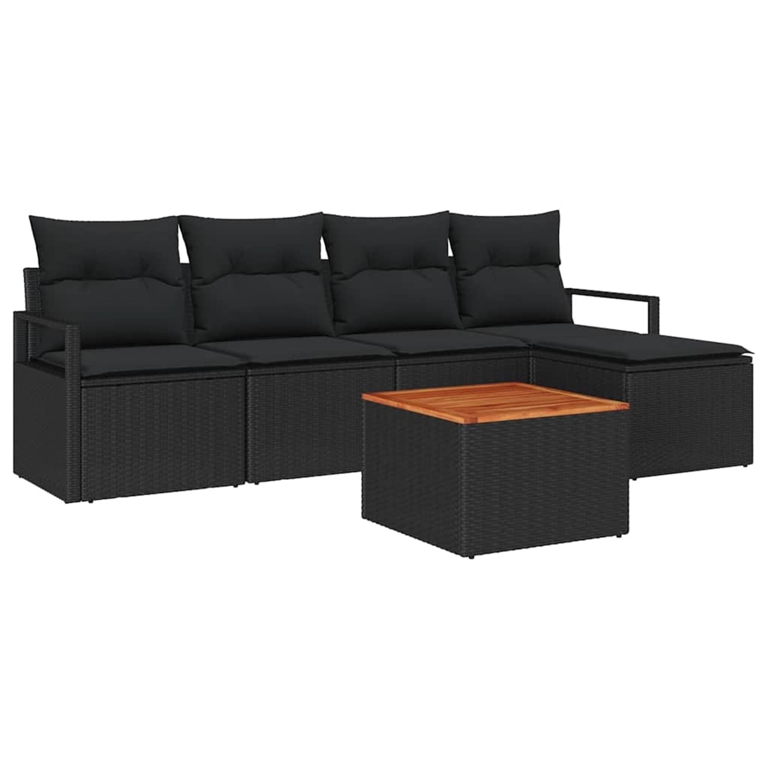 vidaXL Garten-Sofa-Set mit Kissen 6-Tlg Schwarz Poly Rattan 3347695 günstig online kaufen