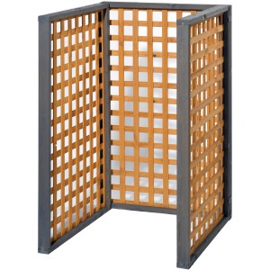Gaspo Müllbox Zell 3-teilig, Mülltonnenbox aus Holz mit Gittermuster, zweifarbig.