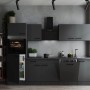 Moderne Respekta Küchenzeile Oliver 280 cm in Grau Matt mit E-Geräten.