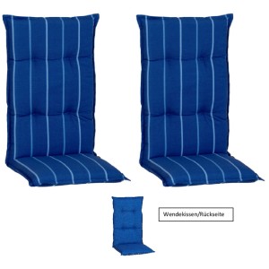 Beo Sitzauflage Hochlehner Tovarnik 2er-Set, blau-weiß gestreift, für Gartenstühle.