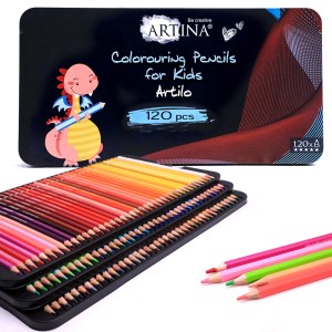 Artina Artilo Buntstifte 120er Set in Metallbox, sortiert nach Farben.