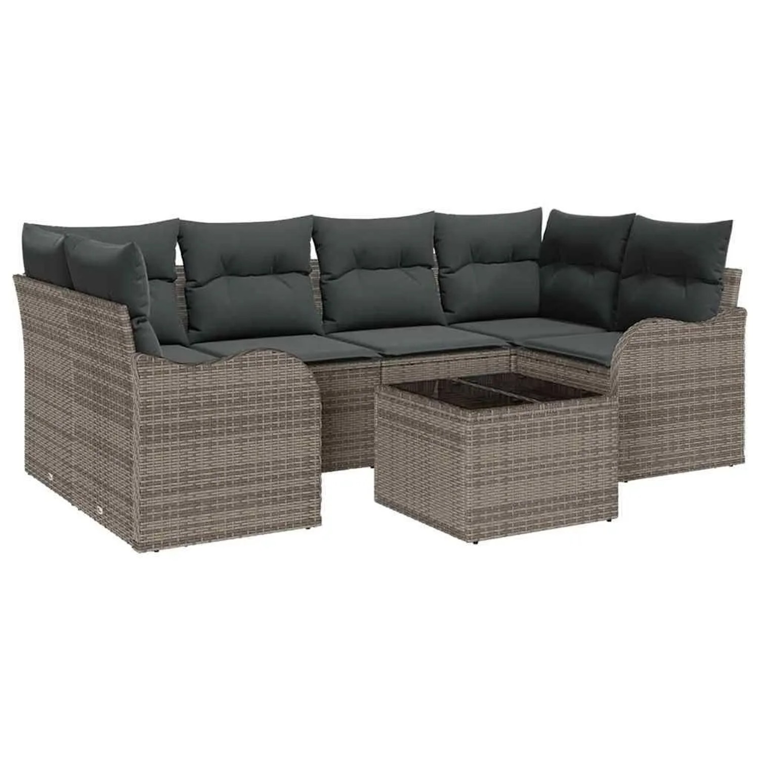 vidaXL Gartensofa-set Grau 55 x 55 x 37 cm Poly-Rattan 3345599 günstig online kaufen