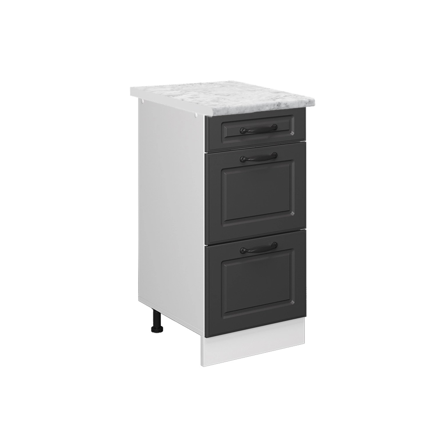 Vicco Schubladenschrank R-Line Schubladenschrank für die Küche Anthrazit Landhaus 40 cm AP Marmor