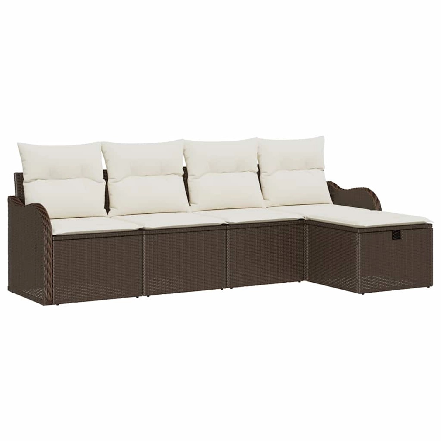vidaXL Garten-Sofa-Set mit Kissen mit Speicher 5-Tlg Braun Poly Rattan 3360 günstig online kaufen