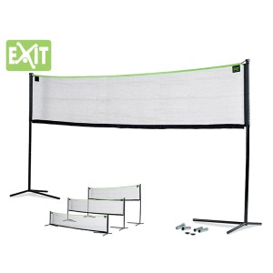 Schwarzes, verstellbares EXIT Sportnetz 243x500cm für Spiel & Spaß, mit Zubehör.