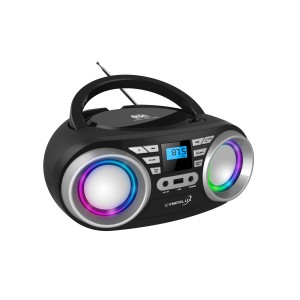 Cyberlux CL-800 CD-Player mit LED-Discolichter CD/MP3/USB Radio Schwarz/Silber