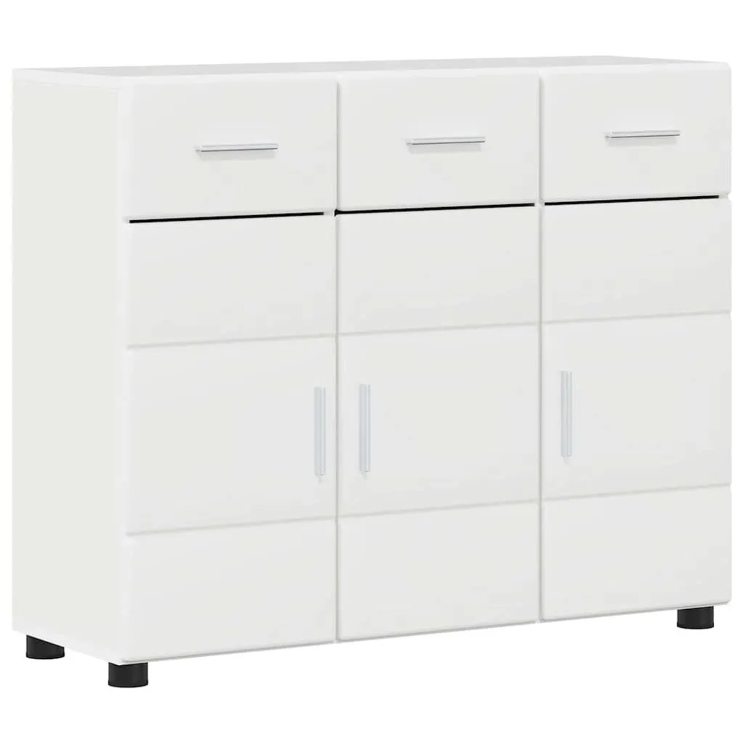 vidaXL Sideboard mit Regal FLORIN Hochglanz Weiß 88,5 x 30,5 x 73 cm 880315