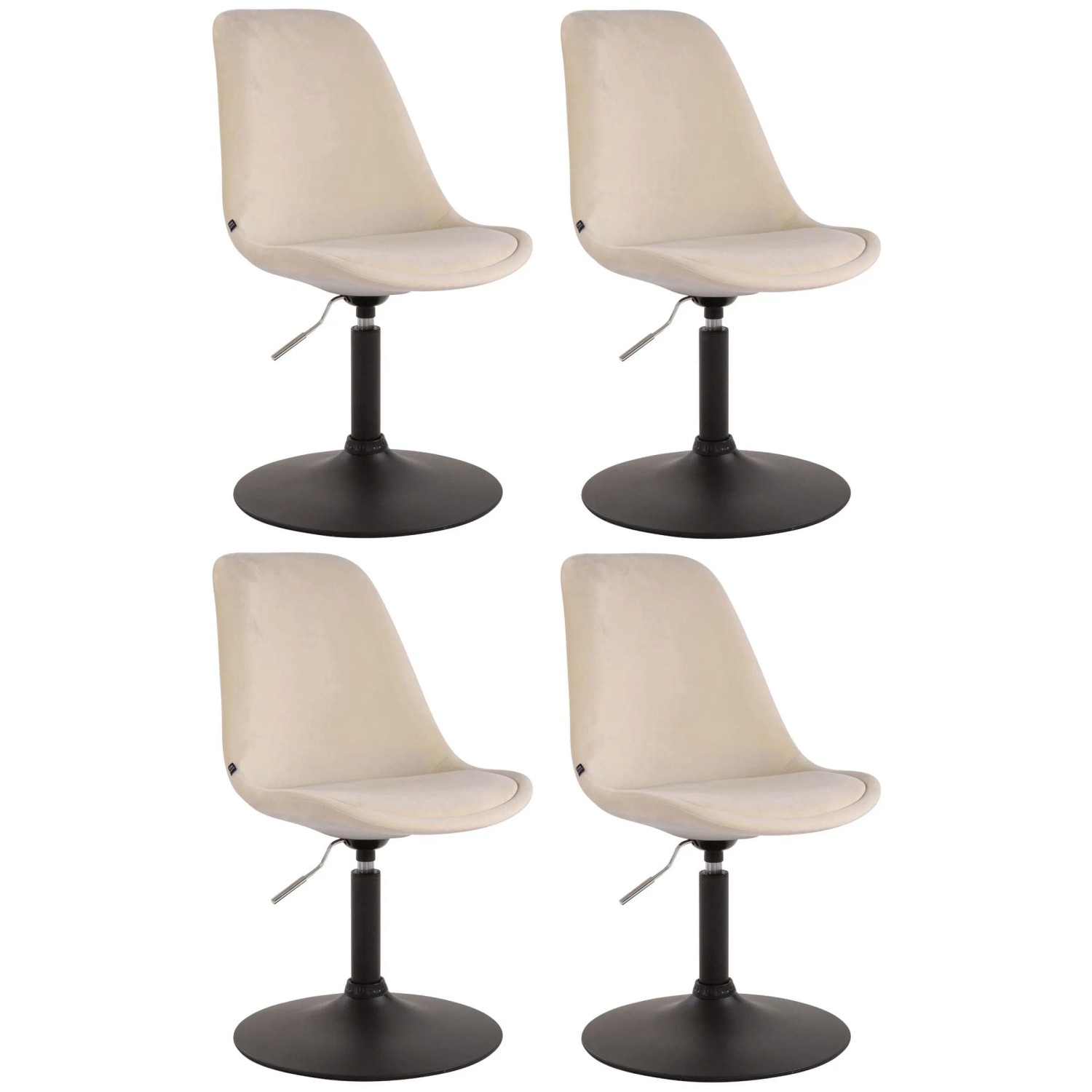 CLP 4er Set Esszimmerstühle Maverick Samt Creme/Schwarz