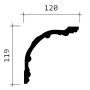 Profilansicht der weißen PROFHOME Eckleiste (119x120mm) im 6er Set (12m).