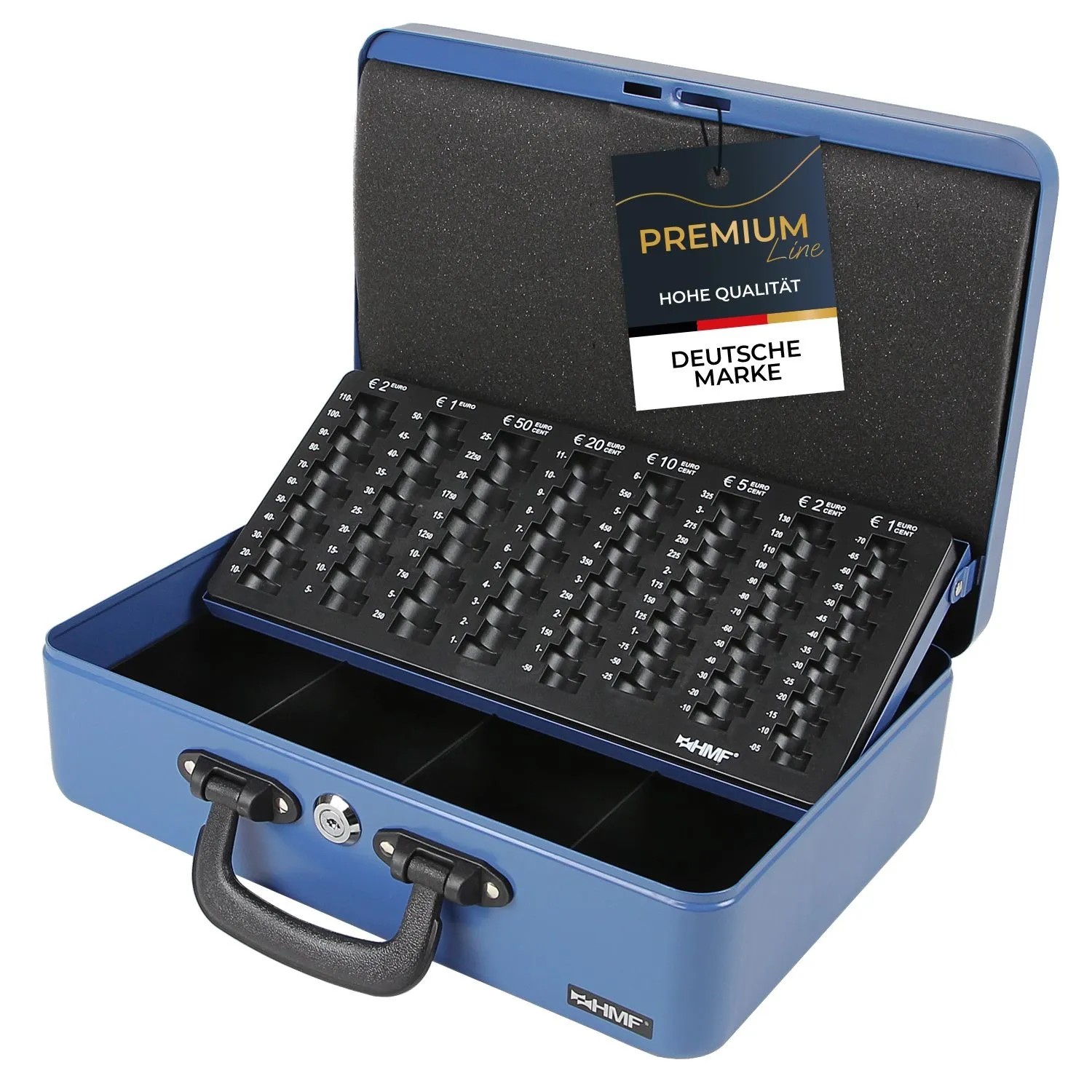 HMF 22037-05 Geldkassette Münzzählbrett 2 Tragegriffen 36 x 25 x 11 cm Blau günstig online kaufen