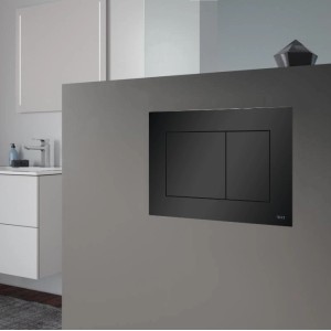 Bad Land WC SET Vorwandelement TECEbase + Toilette ROLO Schwarz + Platte Rechteckig in Schwarz