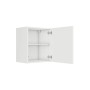 Optifit Oberschrank Luca932, 50 cm breit, weiß/anthrazit, mit offener Tür und Einlegeboden.
