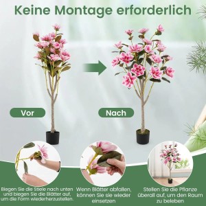 Costway Kunstbaum mit Mehrverzweigten Stämmen & Blüten Rosa 130CM
