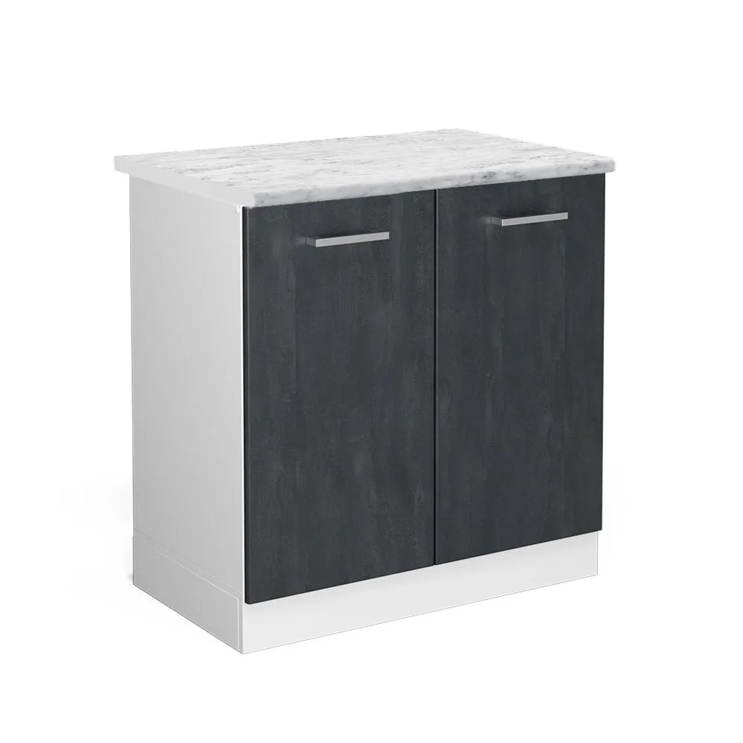 Vicco Spülenunterschrank R-Line Küchenunterschrank für die Spüle Schwarz Beton Weiß 80 cm AP Marmor