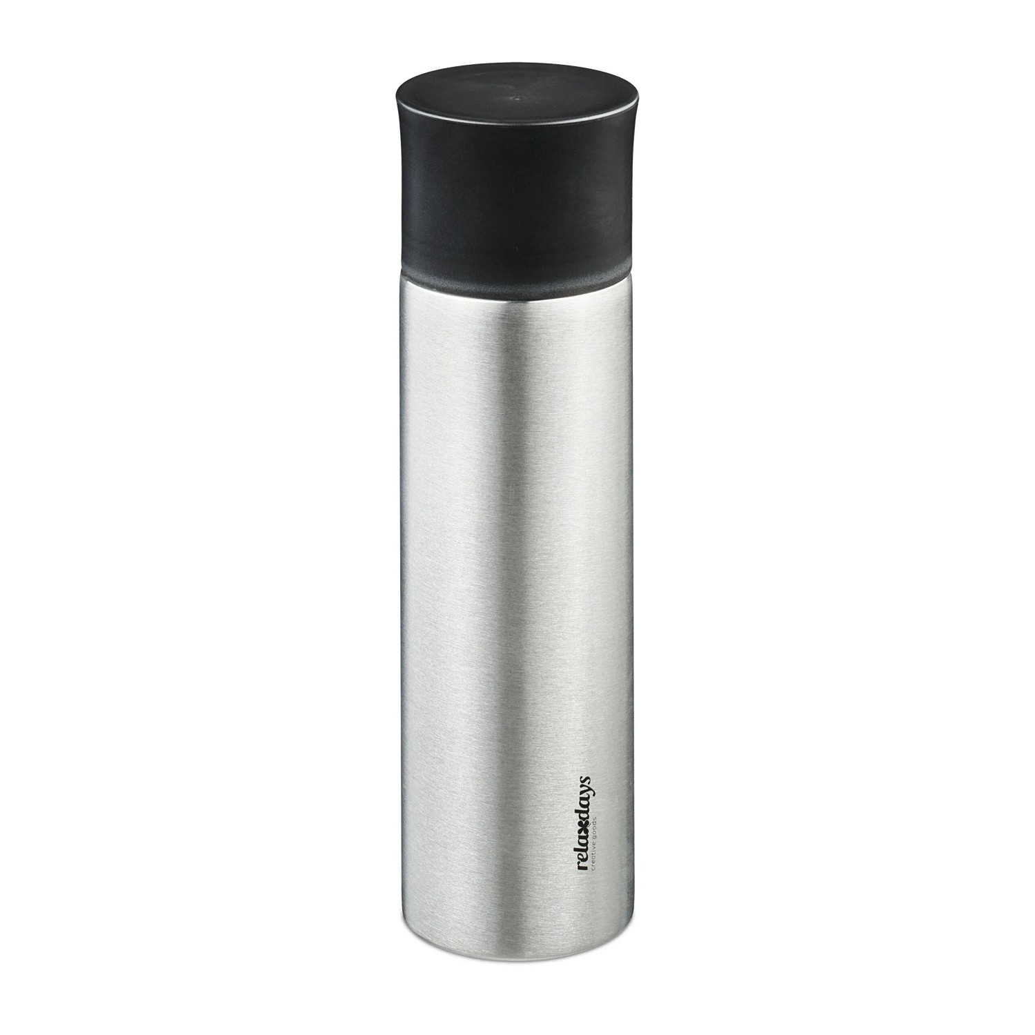 Relaxdays Trinkflasche Edelstahl Silber Doppelwandig Vakuumisoliert Auslaufsicher mit Becher 750 ml 28,5 cm x 8 cm 510 g