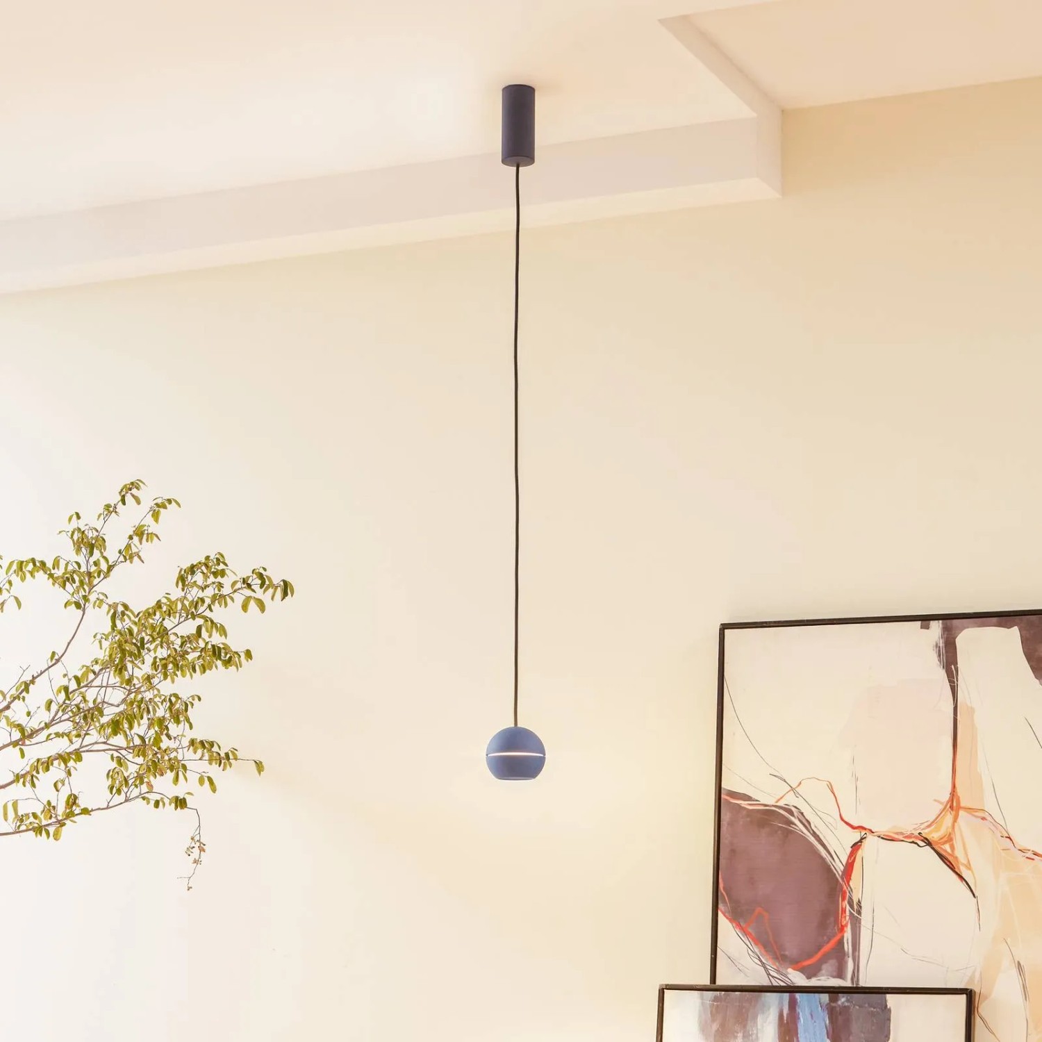 Moderne, blaue LED-Pendelleuchte Plarion von Lucande aus Aluminium, 1-flammig.