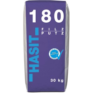 Sack Hasit 180 Filzputz, 30 kg, Körnung 1 mm. Maschinenputz für Innen, mineralisch und feuchtigkeitsregulierend.
