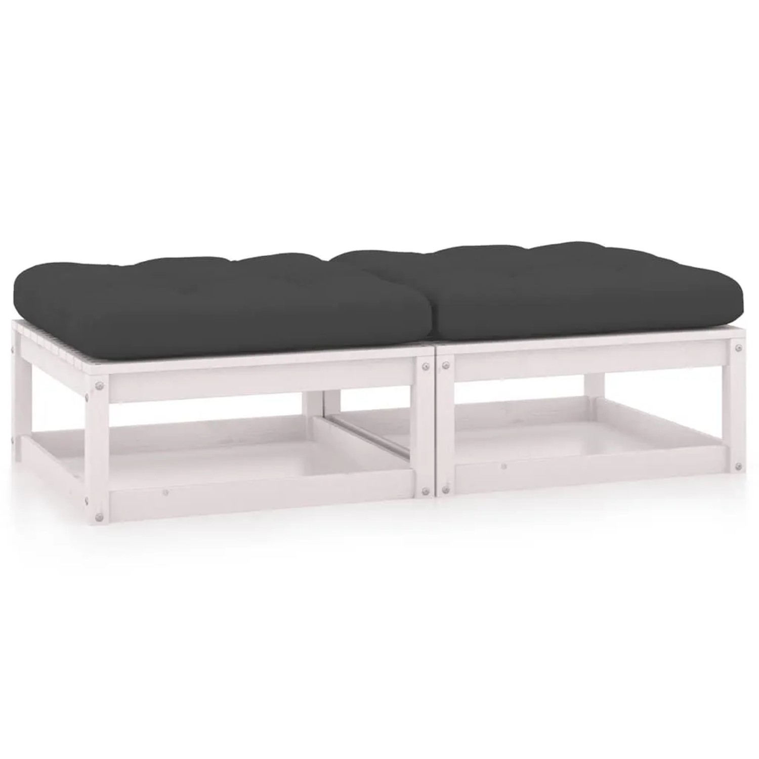 vidaXL Garten-Fußhocker mit Kissen 2 Stk Massivholz Kiefer 3076280